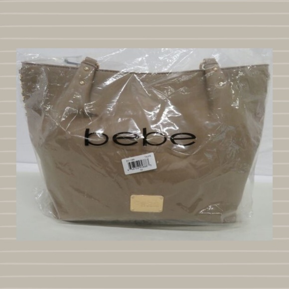 bebe Handbags - bebe "Colette" Taupe Tote with Chain Detail NWT